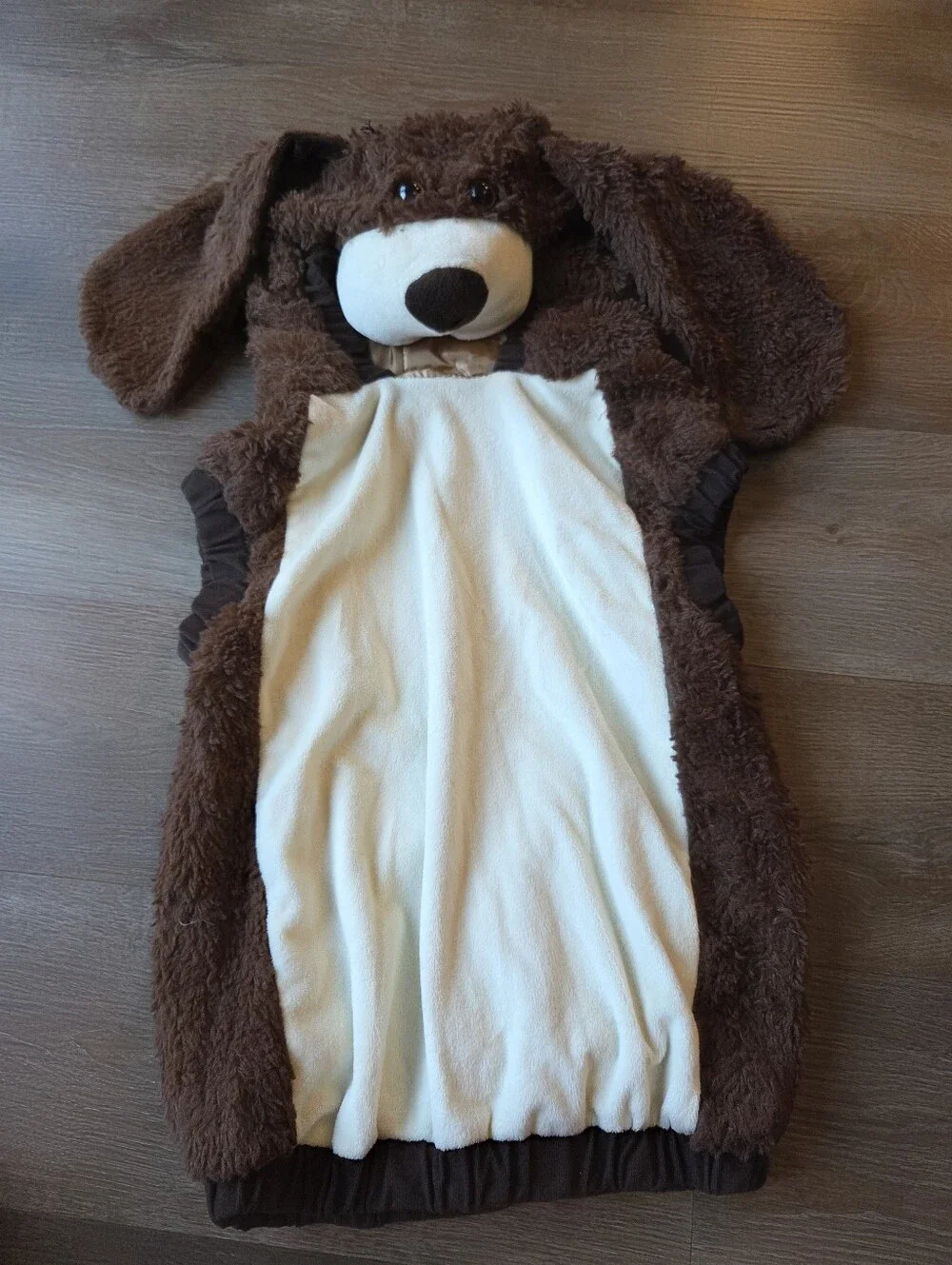 Brown Puppy Dog Halloween Costume Plush Hooded Jumpsuit Toddler size 4-6